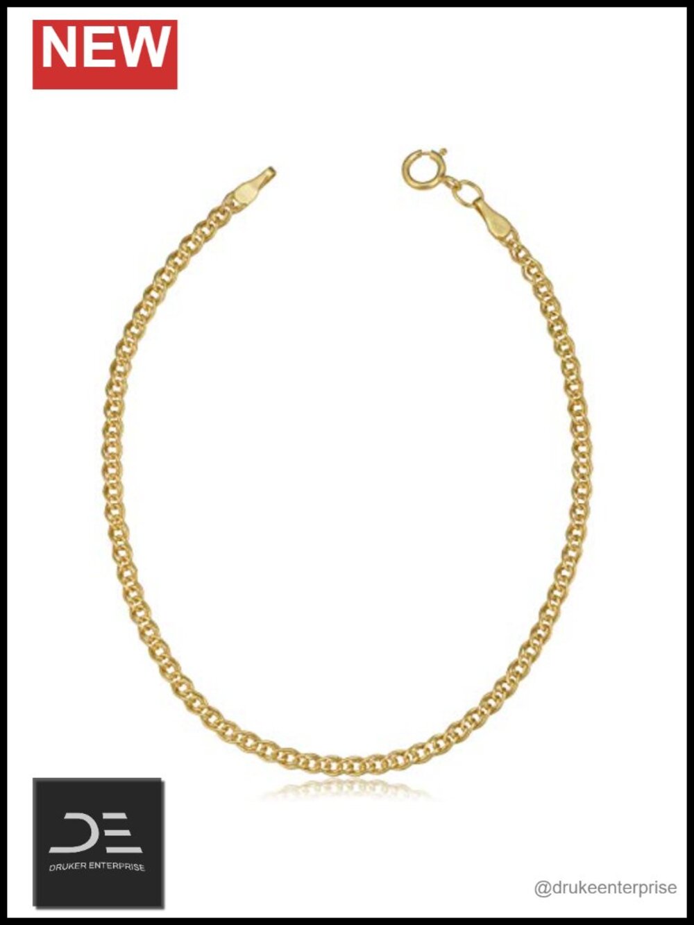 10K Gold Contemporary Hollow Link Bracelet 7 Inch Chain Women Jewelry